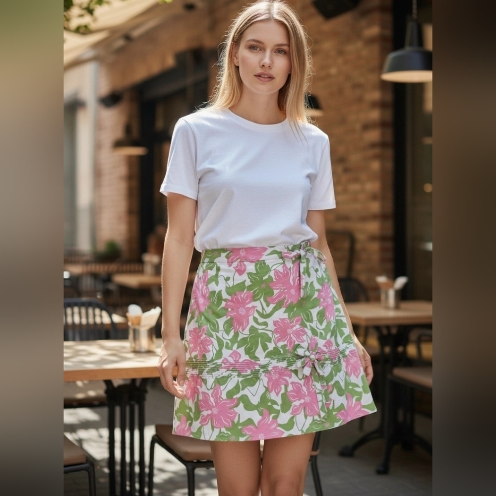 Speechless Floral Pink and Green Multicolor Women's Fit and Flare Skirt Sz 9